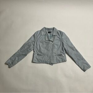 NEW LOOK faux leather moto jacket in powder blue